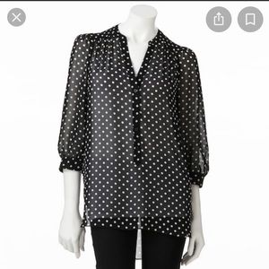 LC Lauren Conrad sheer polka dot blouse